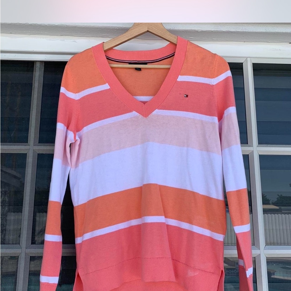Tommy Hilfiger V-Neck Sweater Pink and Orange